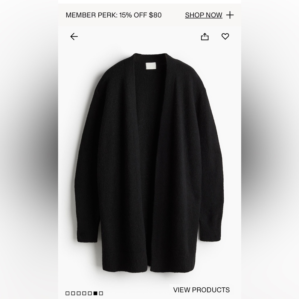 H&M long black cardigan, small